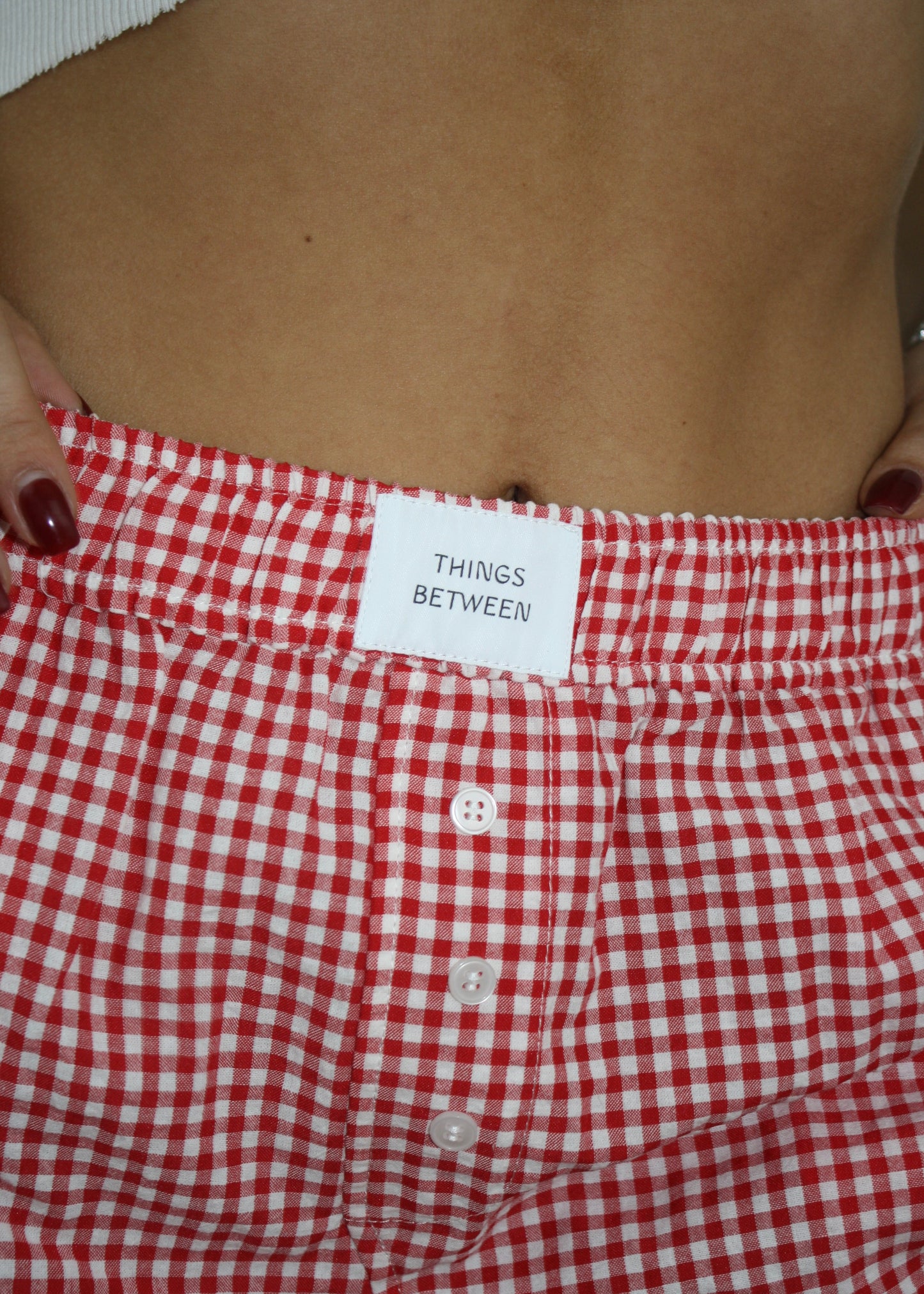 Gingham Boyfriend Boxer Short - Red - Oversized Fit