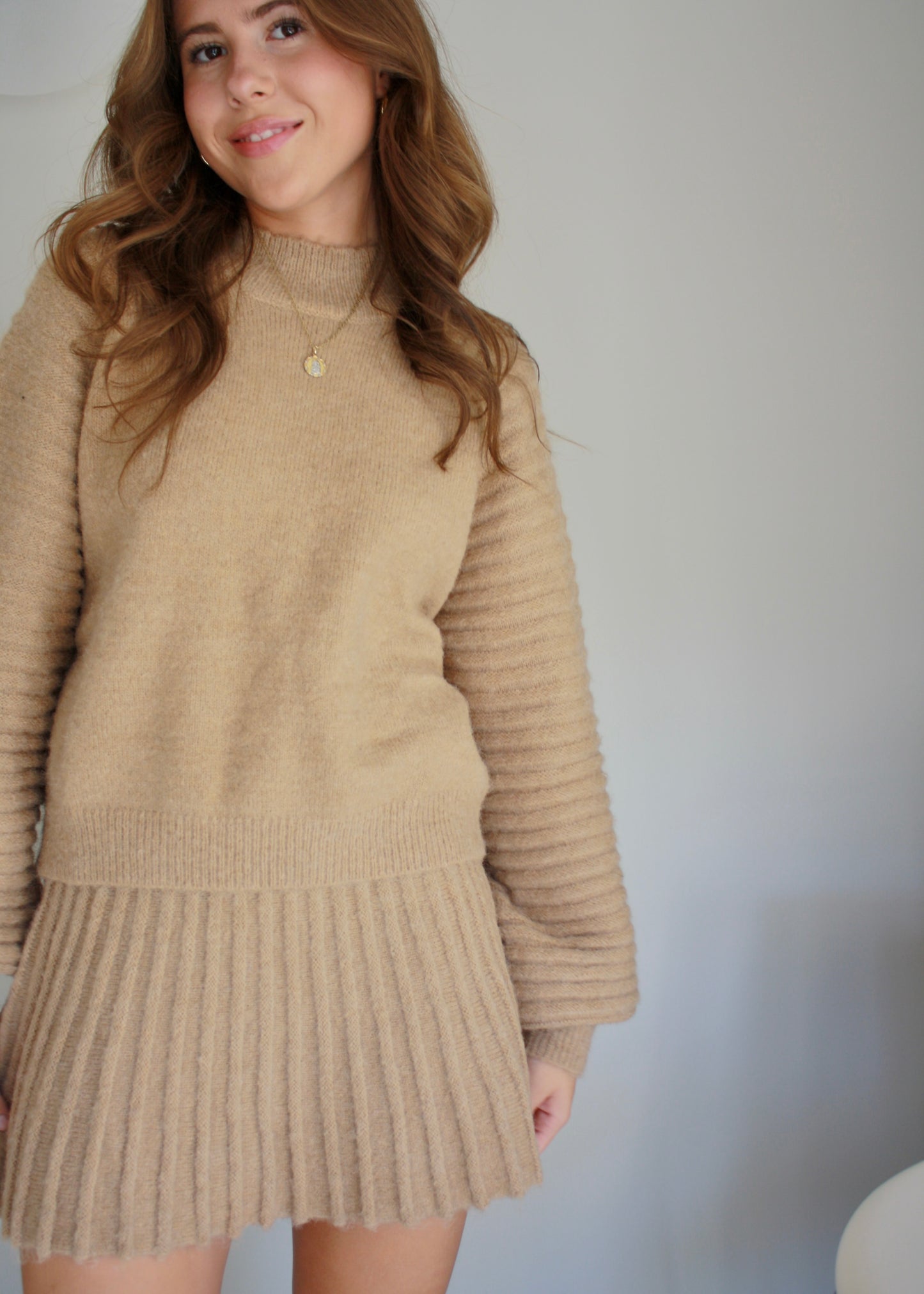 Gilmore Soft Knit Pleated Skirt - Baby Blue