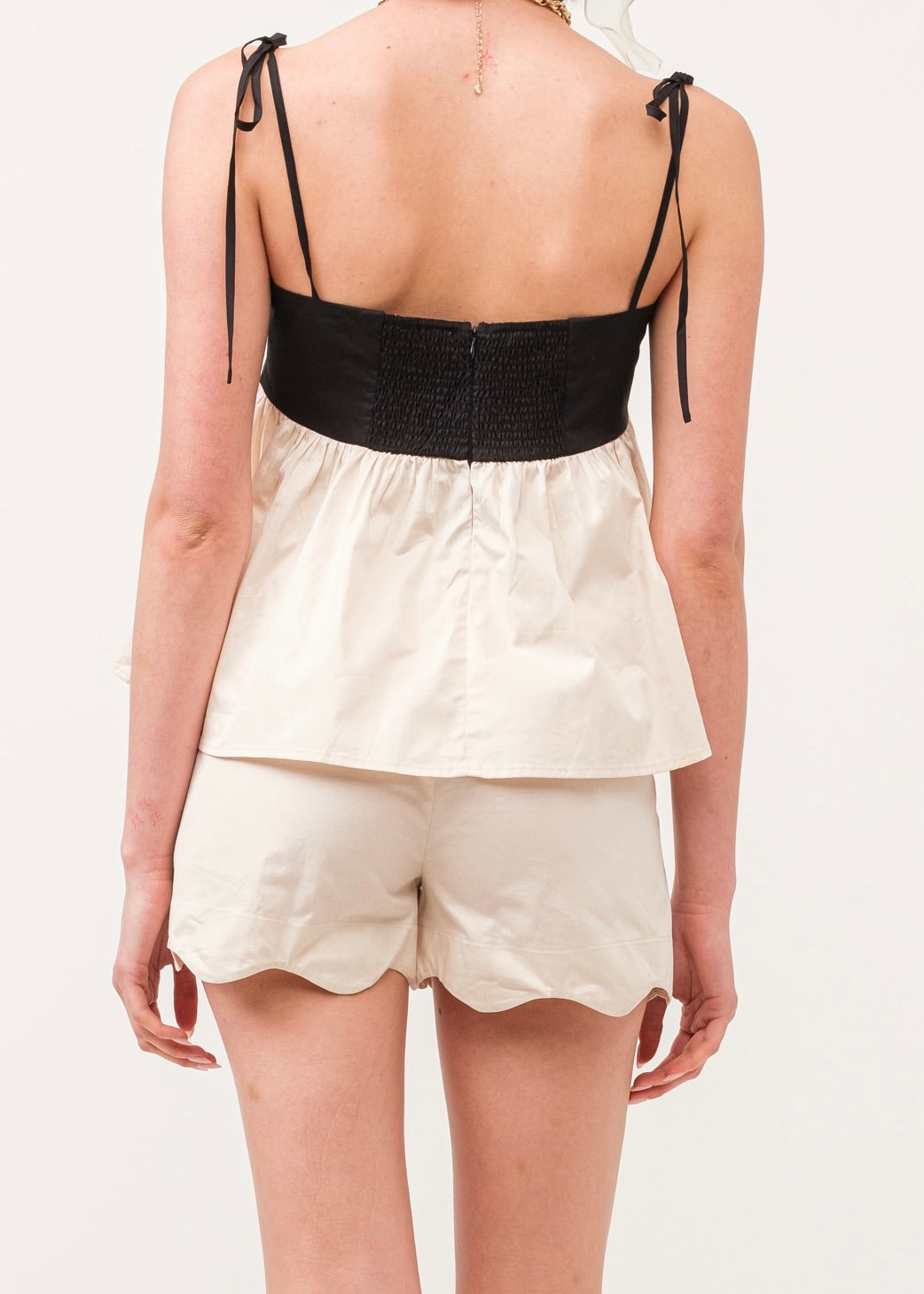 Country Club Flared Top - Cream and Black