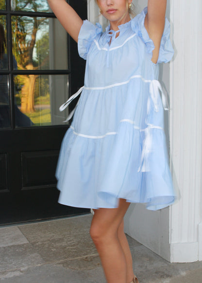 Classic Charm Babydoll Dress - Baby Blue
