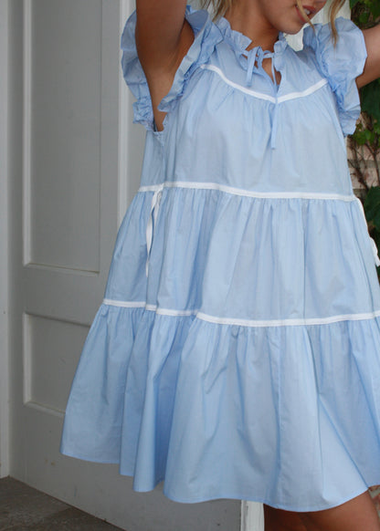 Classic Charm Babydoll Dress - Baby Blue