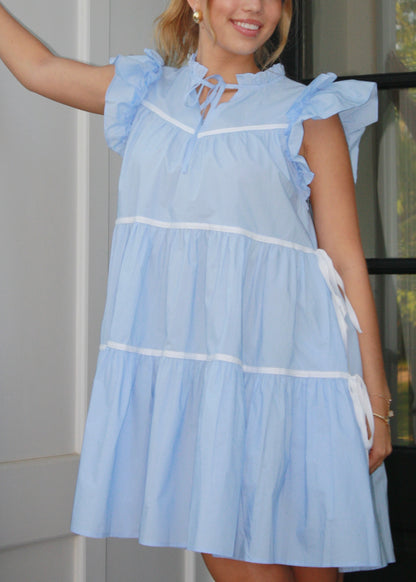 Classic Charm Babydoll Dress - Baby Blue