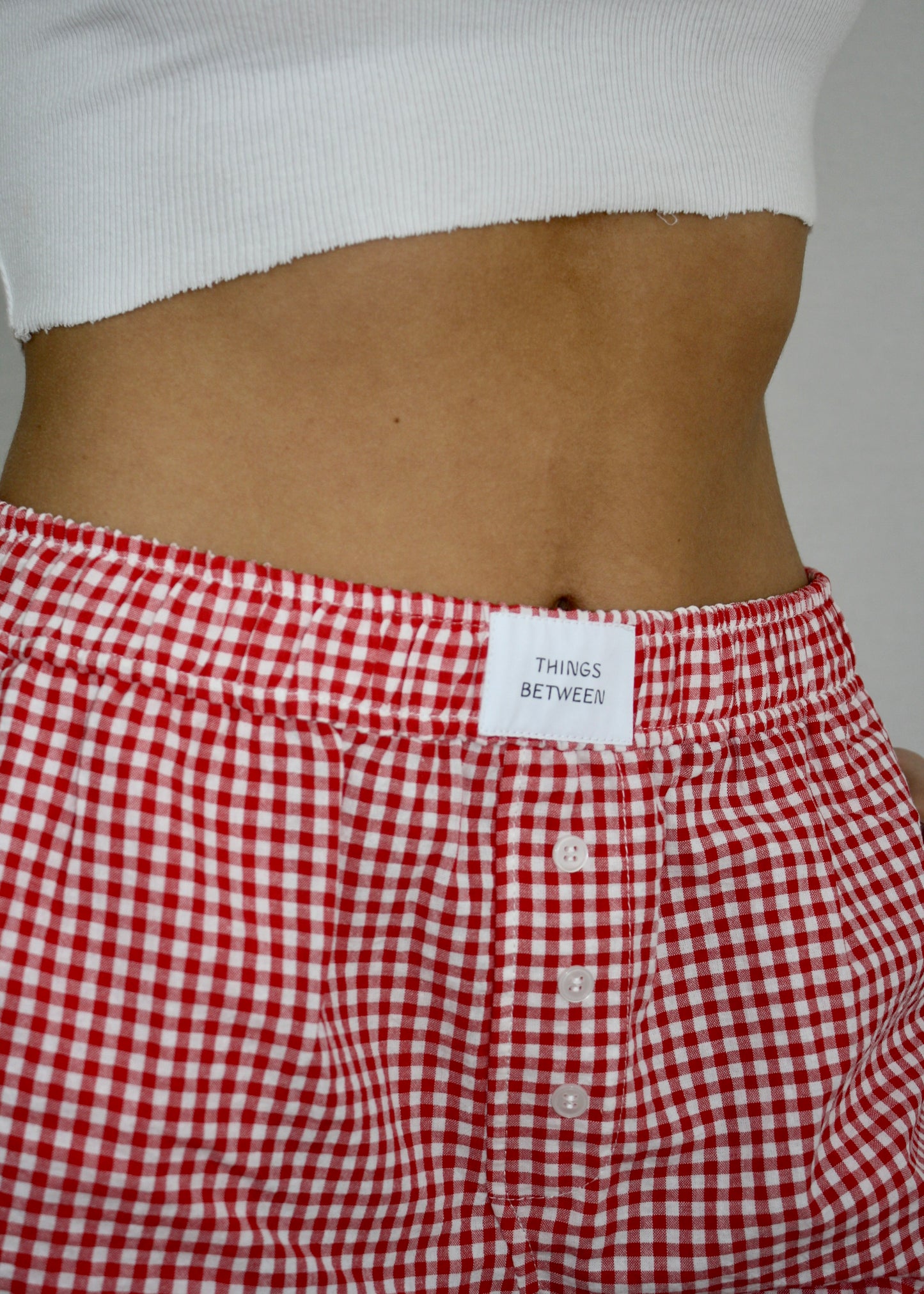 Gingham Boyfriend Boxer Short - Red - Oversized Fit
