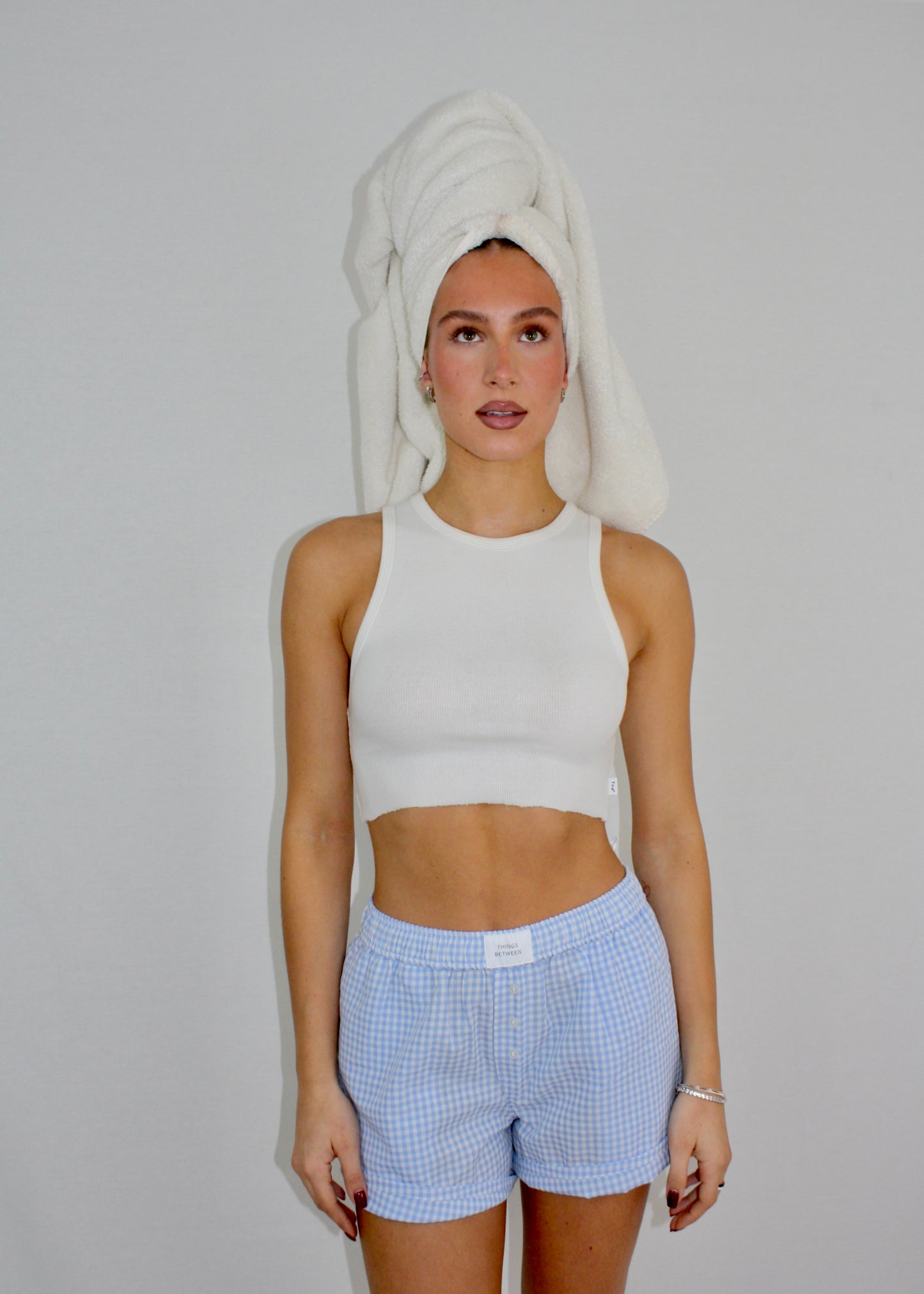 Gingham Boyfriend Boxer Short - Blue - Oversized Fit