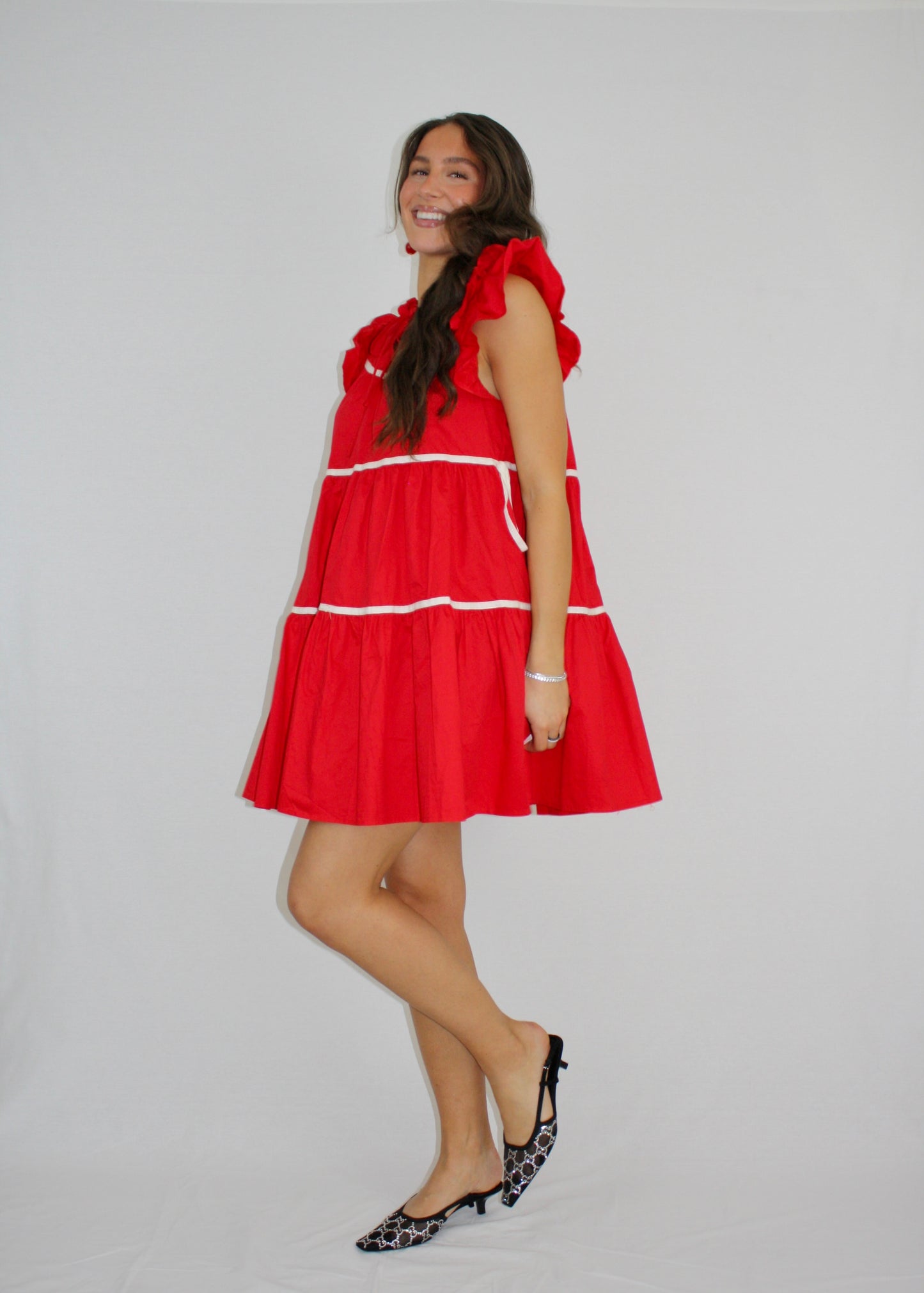 Cherry Charm Dress - Red - Babydoll