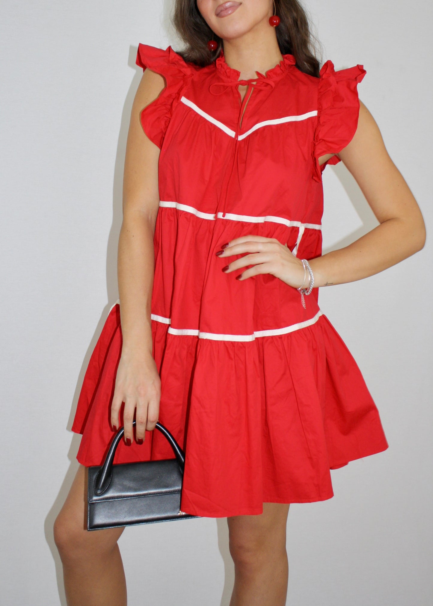 Cherry Charm Dress - Red - Babydoll