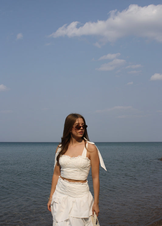 The Cape Cod Ruched Ribbon Top - Cape Standard Collection