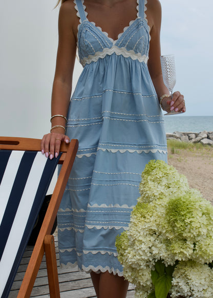 Eleanora Cotton Midi Dress - Baby Blue