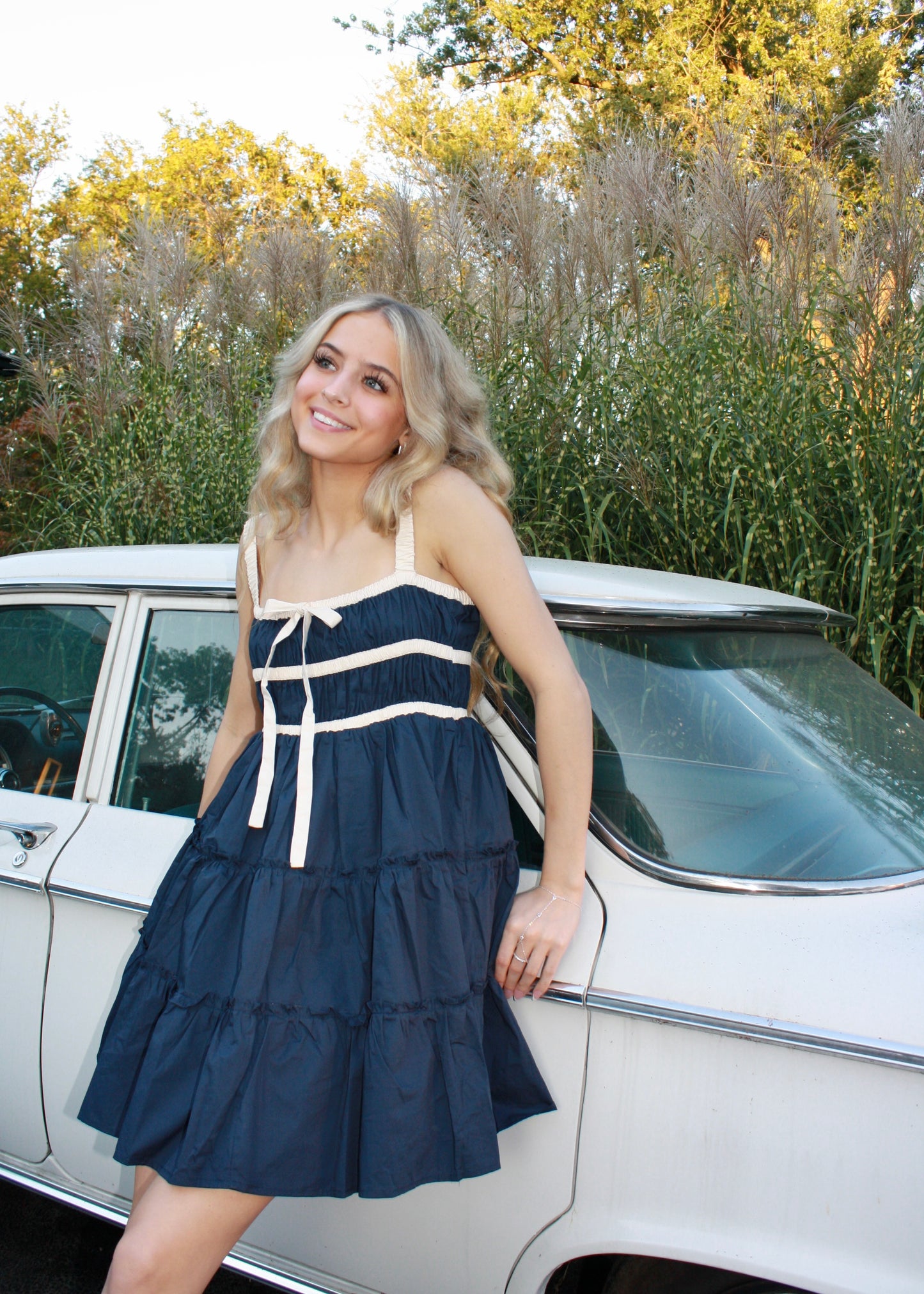 Mini Coquette Dress - Navy Blue