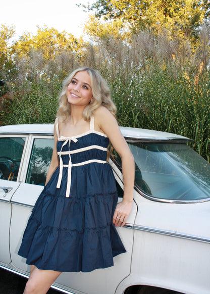 Mini Coquette Dress - Navy Blue