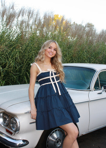 Mini Coquette Dress - Navy Blue