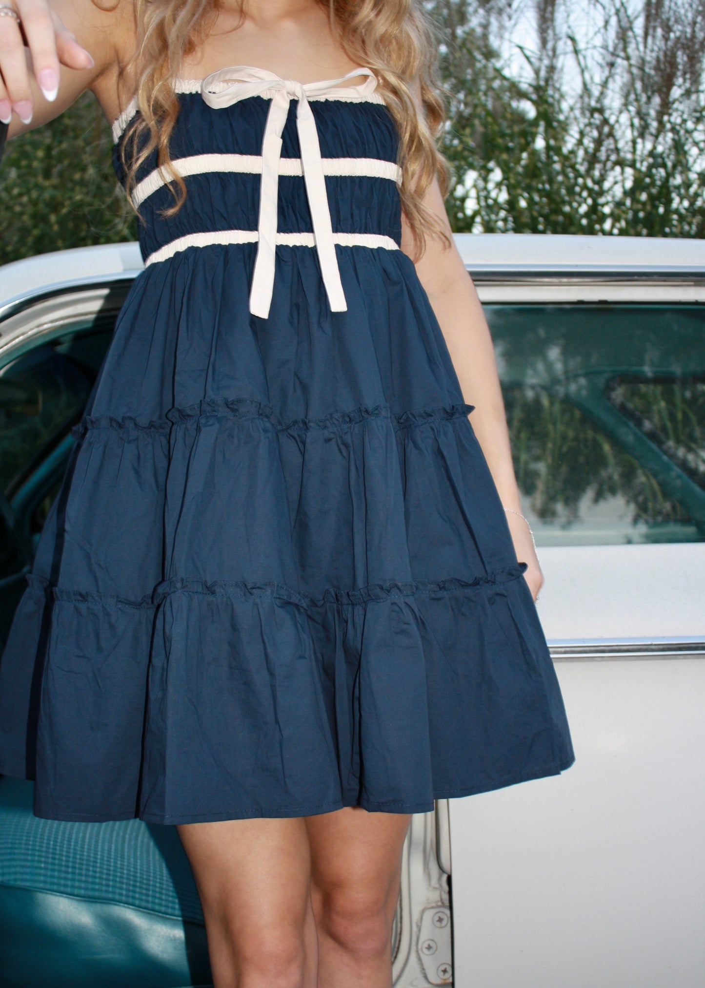 Mini Coquette Dress - Navy Blue