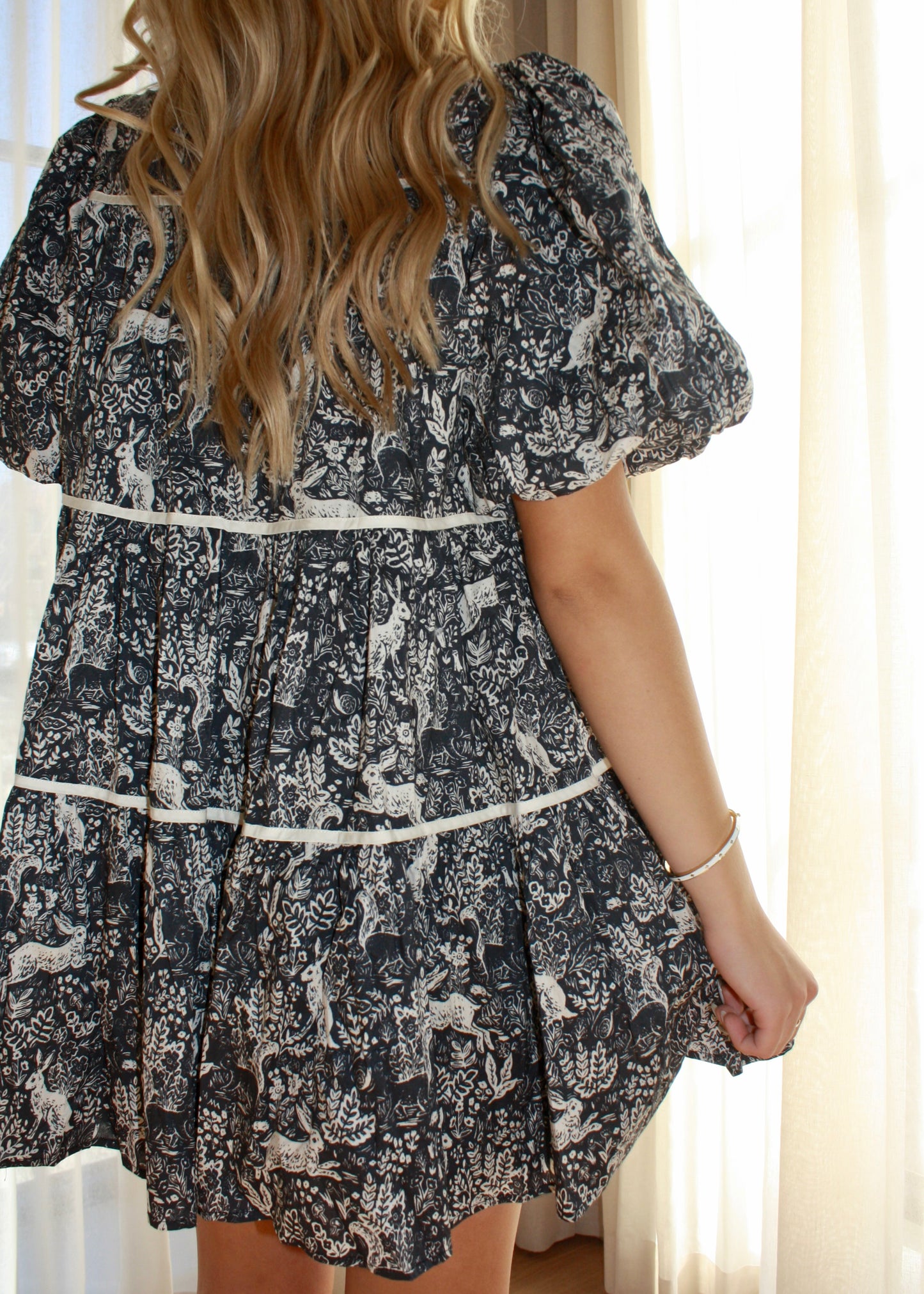 Spring Meadow Babydoll Dress - Navy Blue