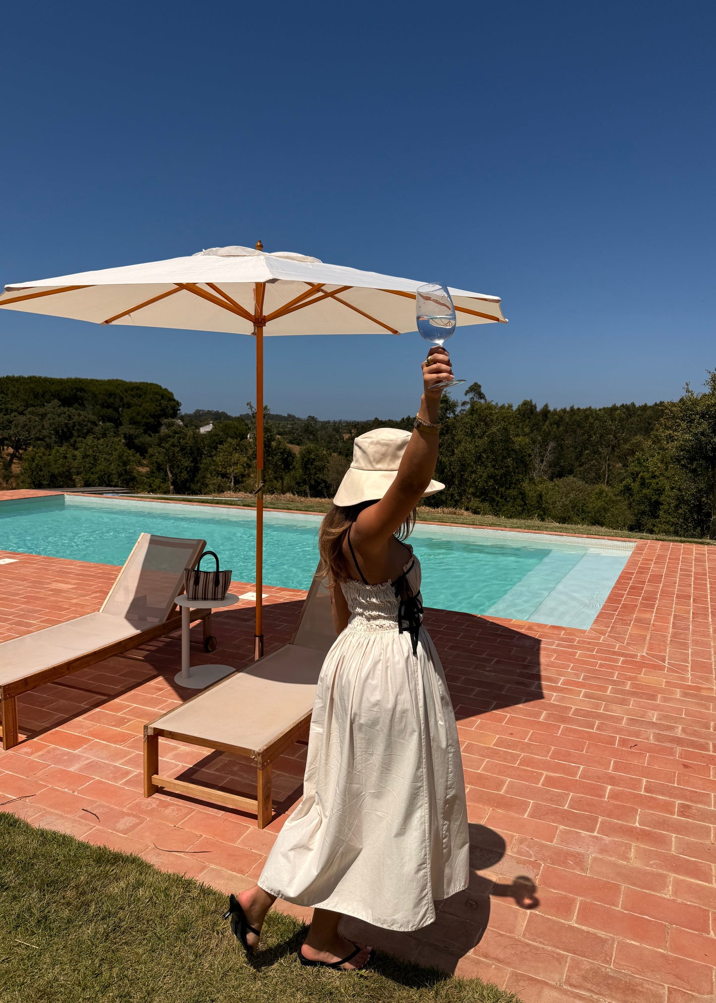 Bonjour Beige & Black Midi Dress - Beige