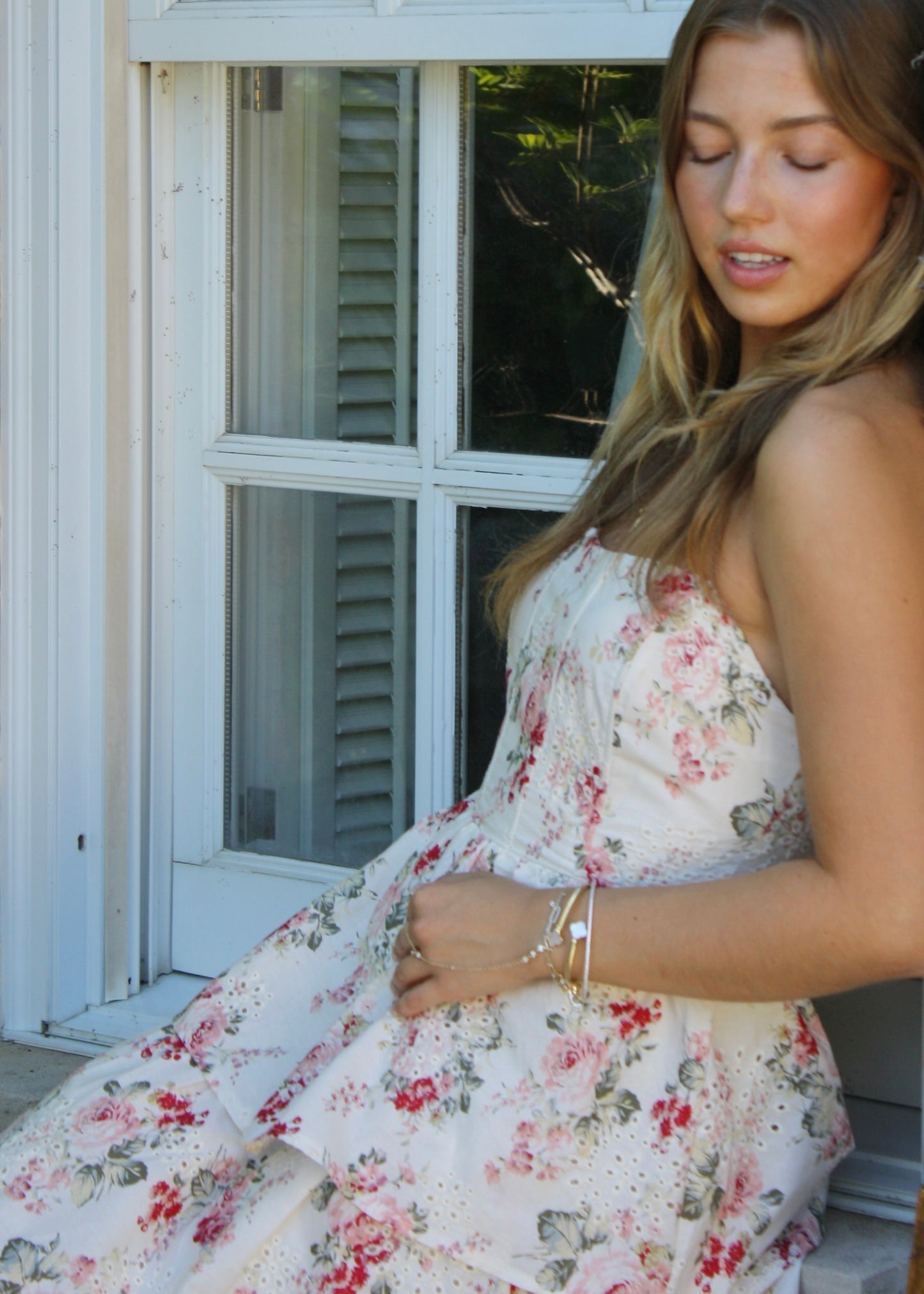 Mama Mia Pink Corset Flower Dress - Tiered