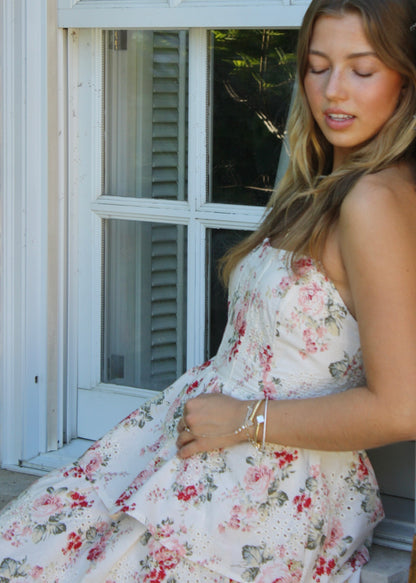 Mama Mia Pink Corset Flower Dress - Tiered