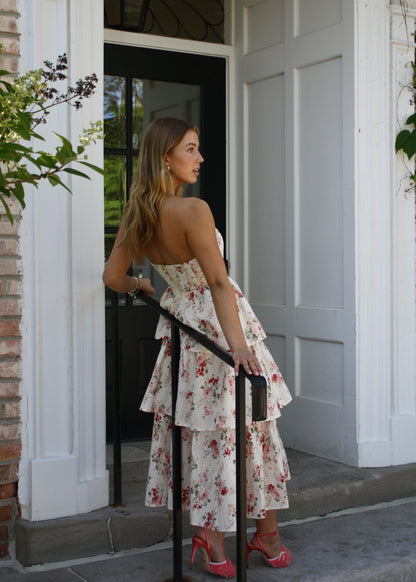 Mama Mia Pink Corset Flower Dress - Tiered