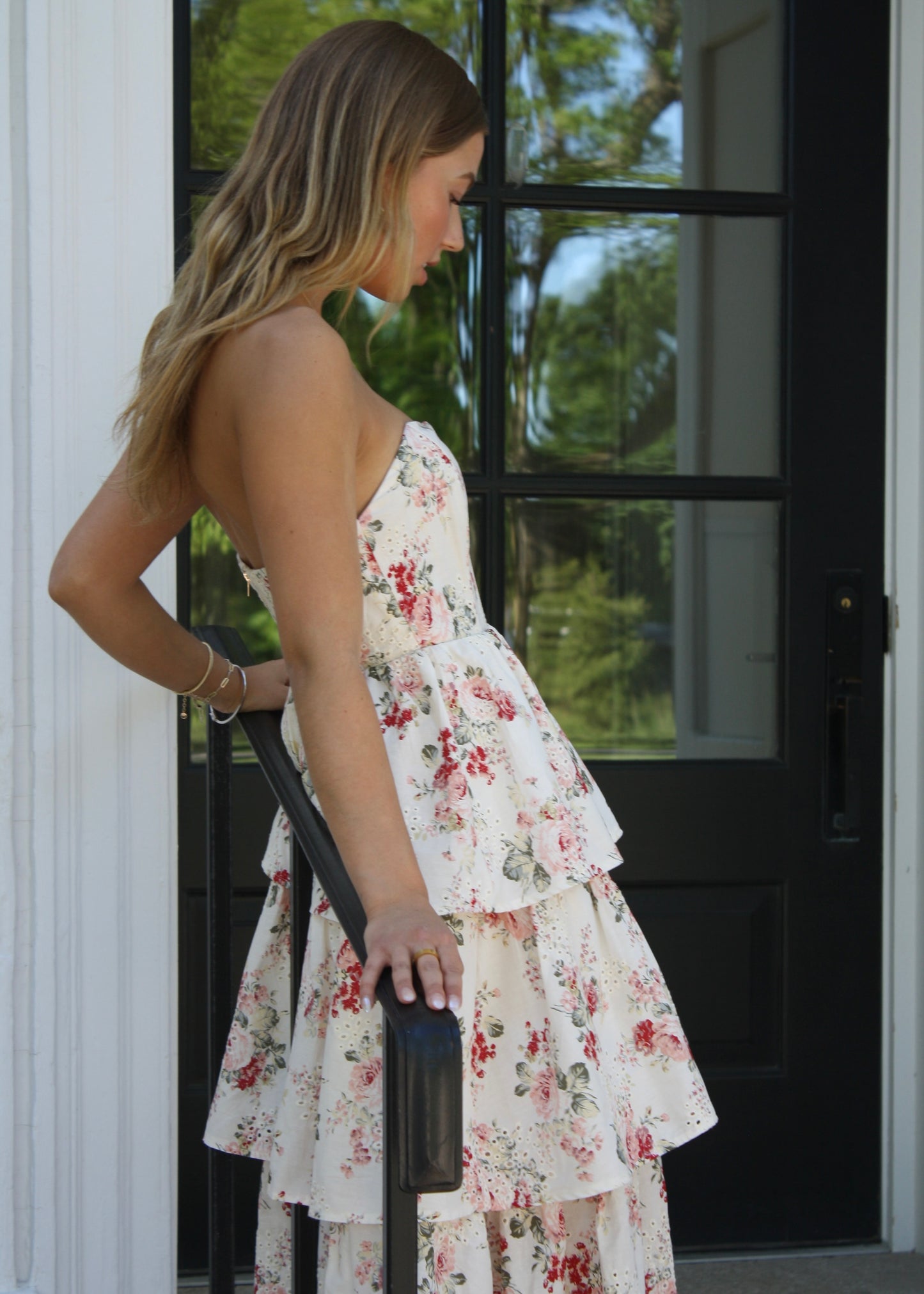 Mama Mia Pink Corset Flower Dress - Tiered