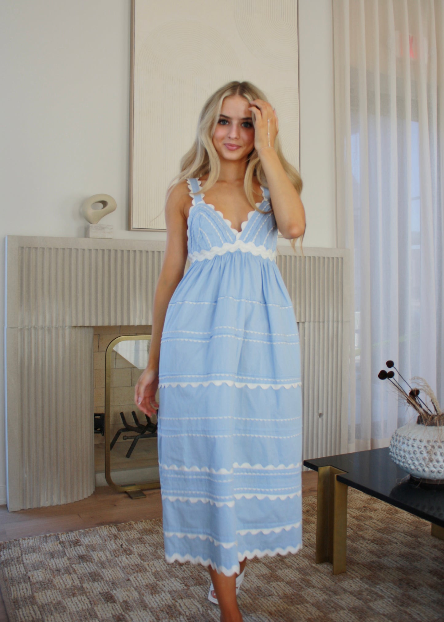 Eleanora Cotton Midi Dress - Baby Blue