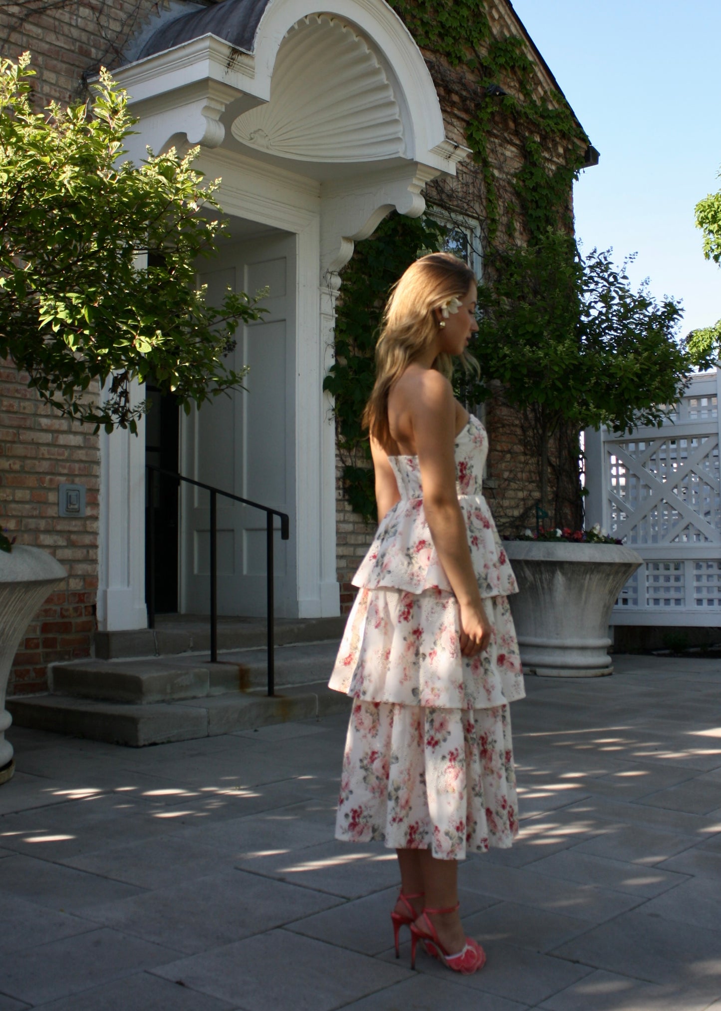 Mama Mia Pink Corset Flower Dress - Tiered