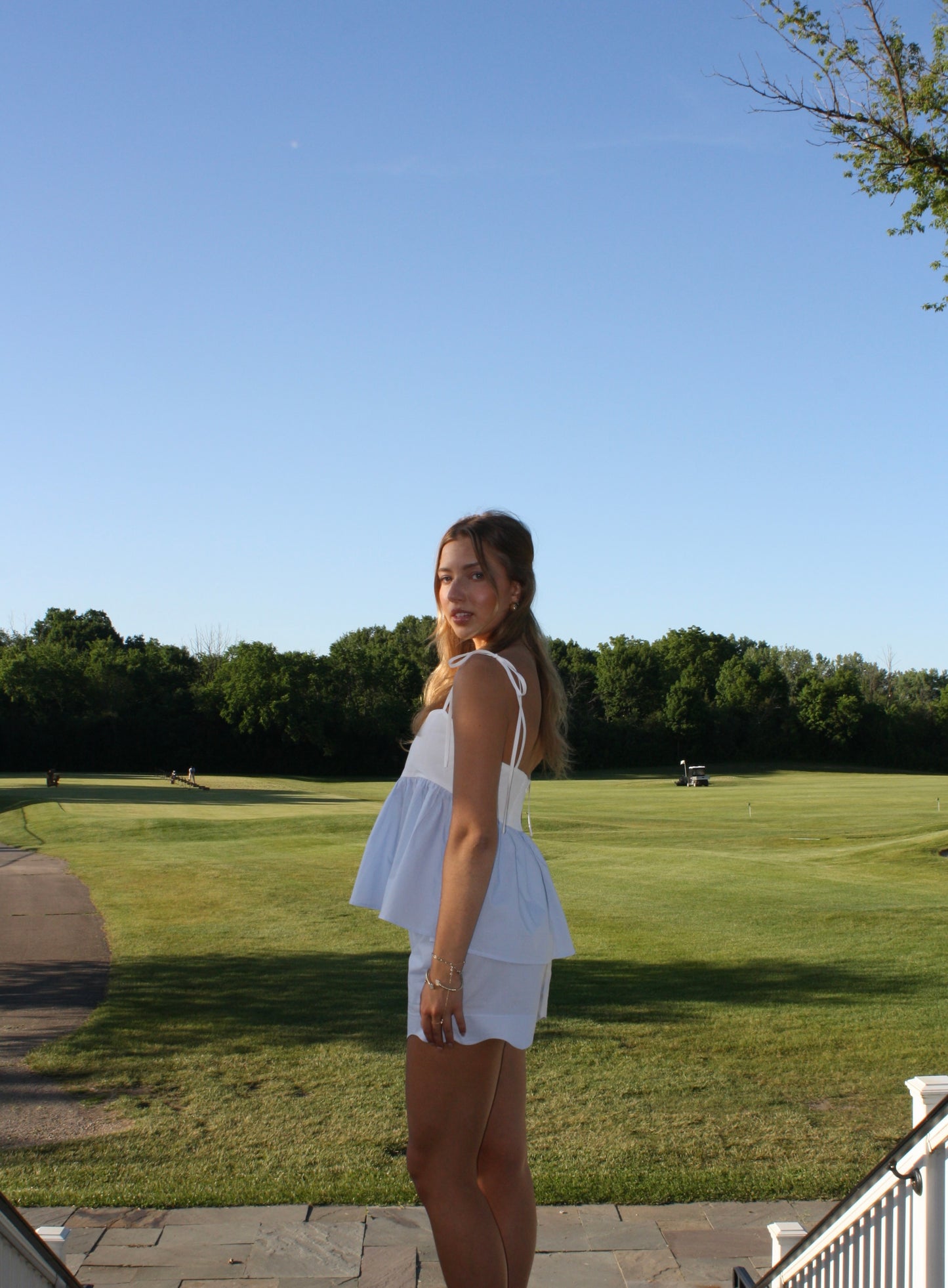 Country Club Scalloped Shorts - Baby Blue