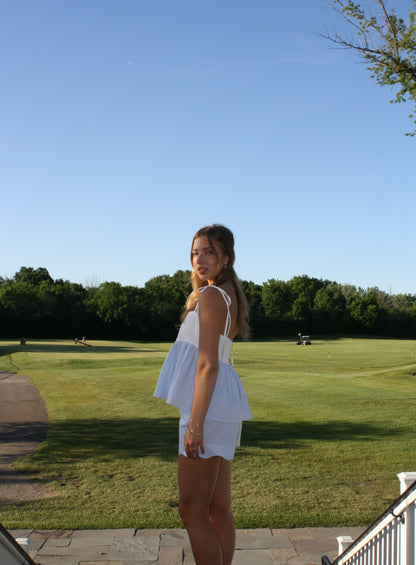 Country Club Scalloped Shorts - Baby Blue