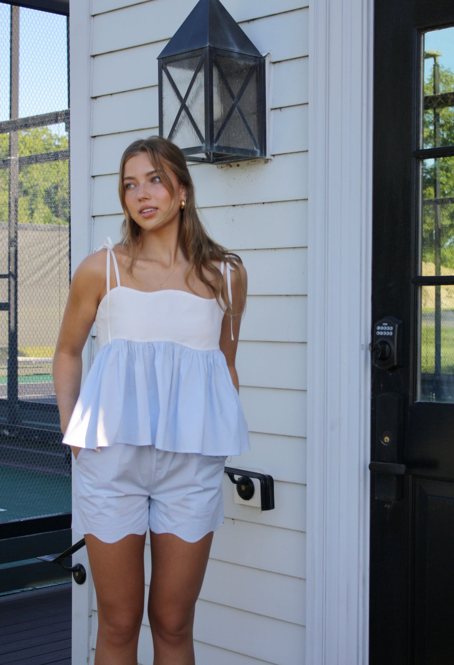 Country Club Scalloped Shorts - Baby Blue