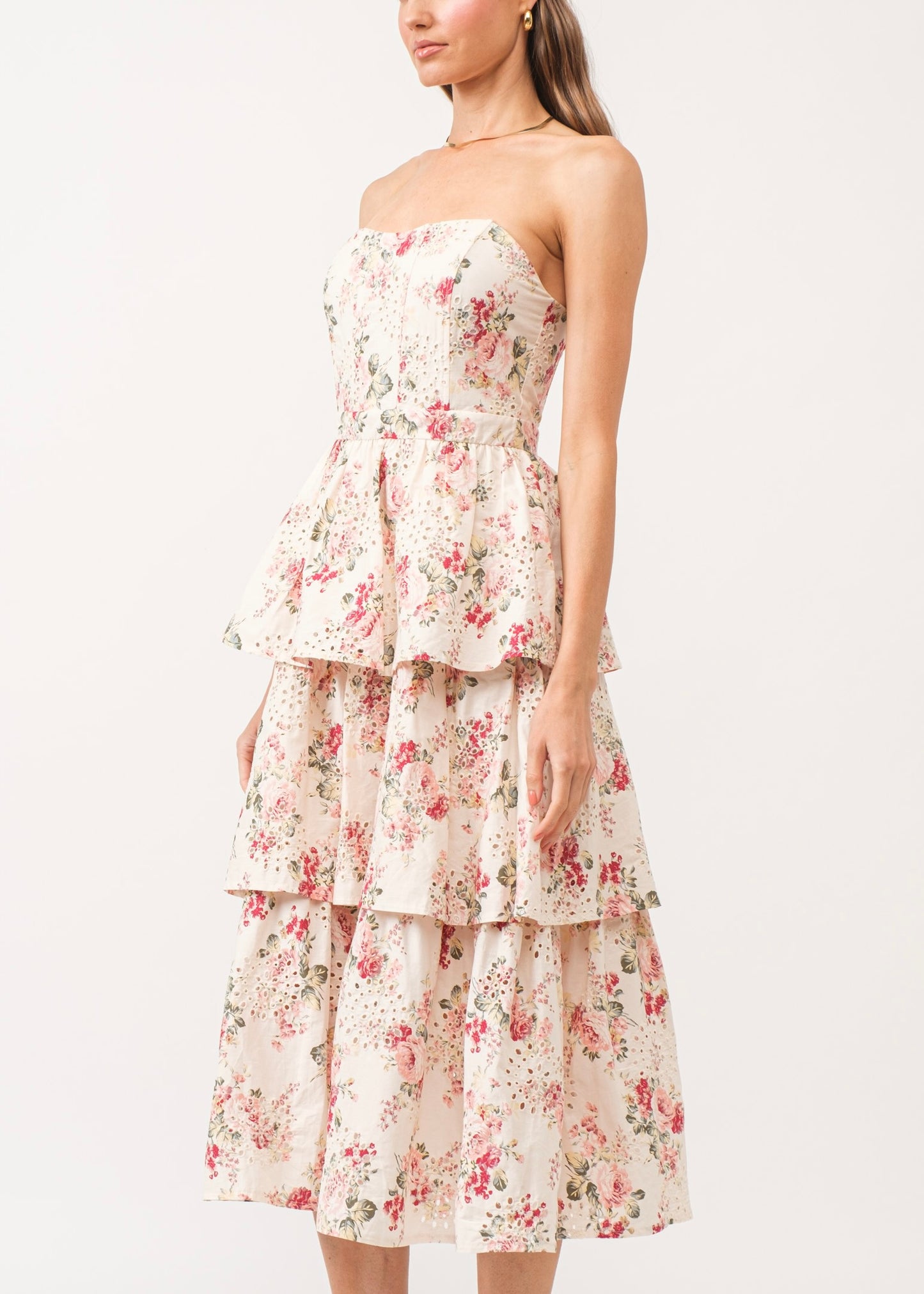 Mama Mia Pink Corset Flower Dress - Tiered