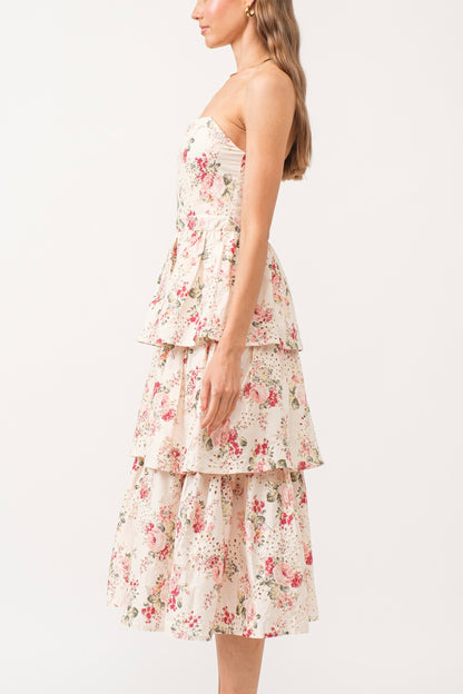Mama Mia Pink Corset Flower Dress - Tiered