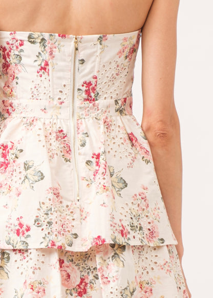 Mama Mia Pink Corset Flower Dress - Tiered