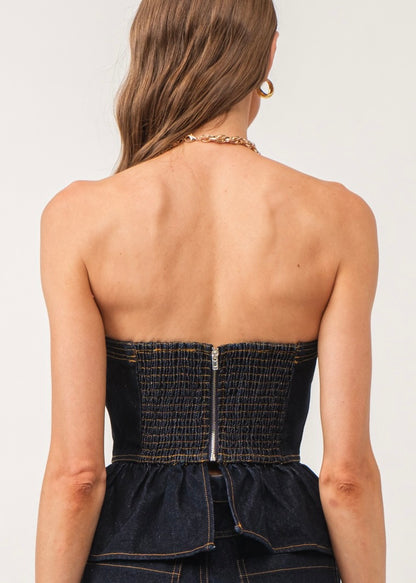 Midnight Denim Duo Strapless Top - Deep Blue