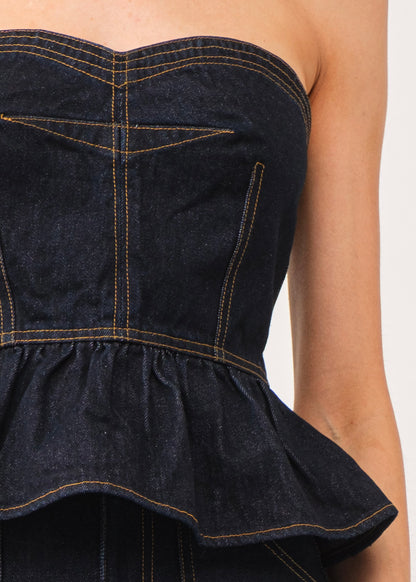 Midnight Denim Duo Strapless Top - Deep Blue