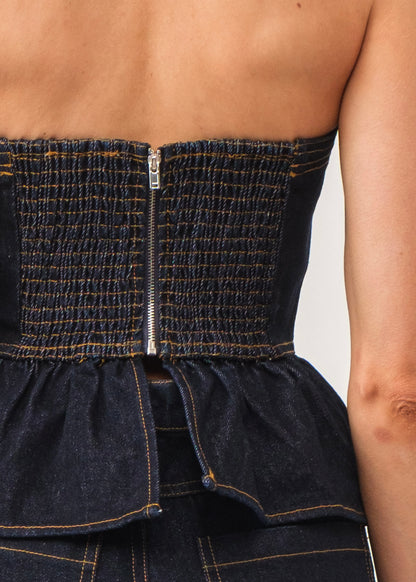 Midnight Denim Duo Strapless Top - Deep Blue