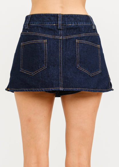 Midnight Denim Duo Skirt/Skort - Deep Blue