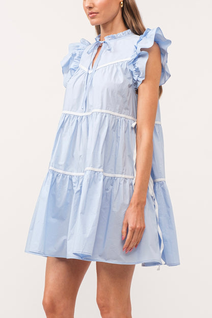 Classic Charm Babydoll Dress - Baby Blue