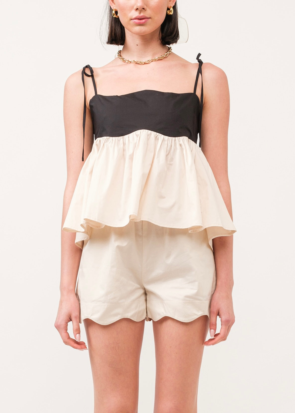 Country Club Flared Top - Cream and Black