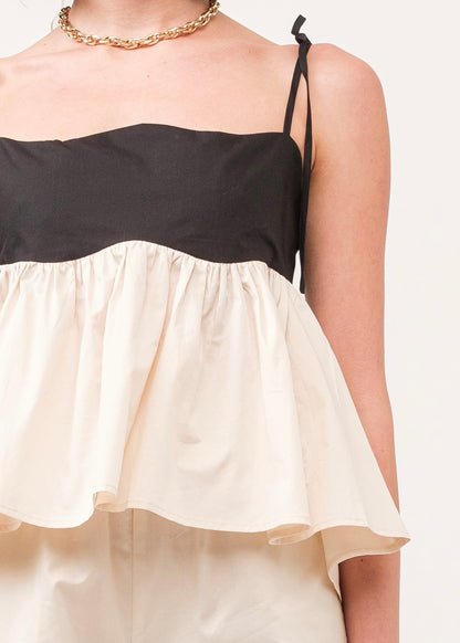 Country Club Flared Top - Cream and Black